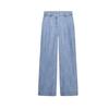 Wide Sleeve Minimalist Casual Denim Shirt 1879025 High Waist Pleated Wide Leg Leisure Casual Denim 1879026