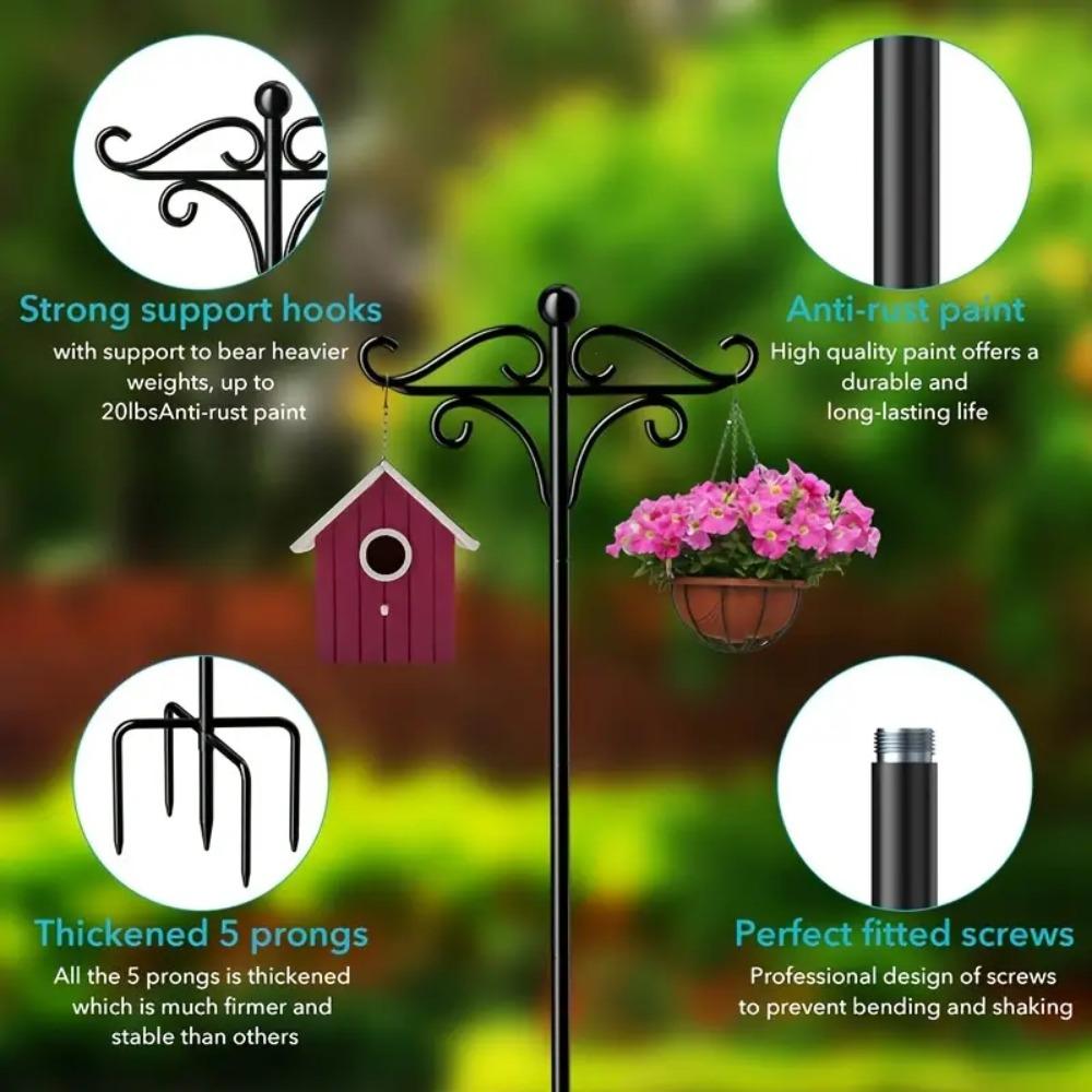 Черные подвесные крюки для корзин, регулируемые крюки для растений, металлические пастушьи крюки, для помещений и улицы