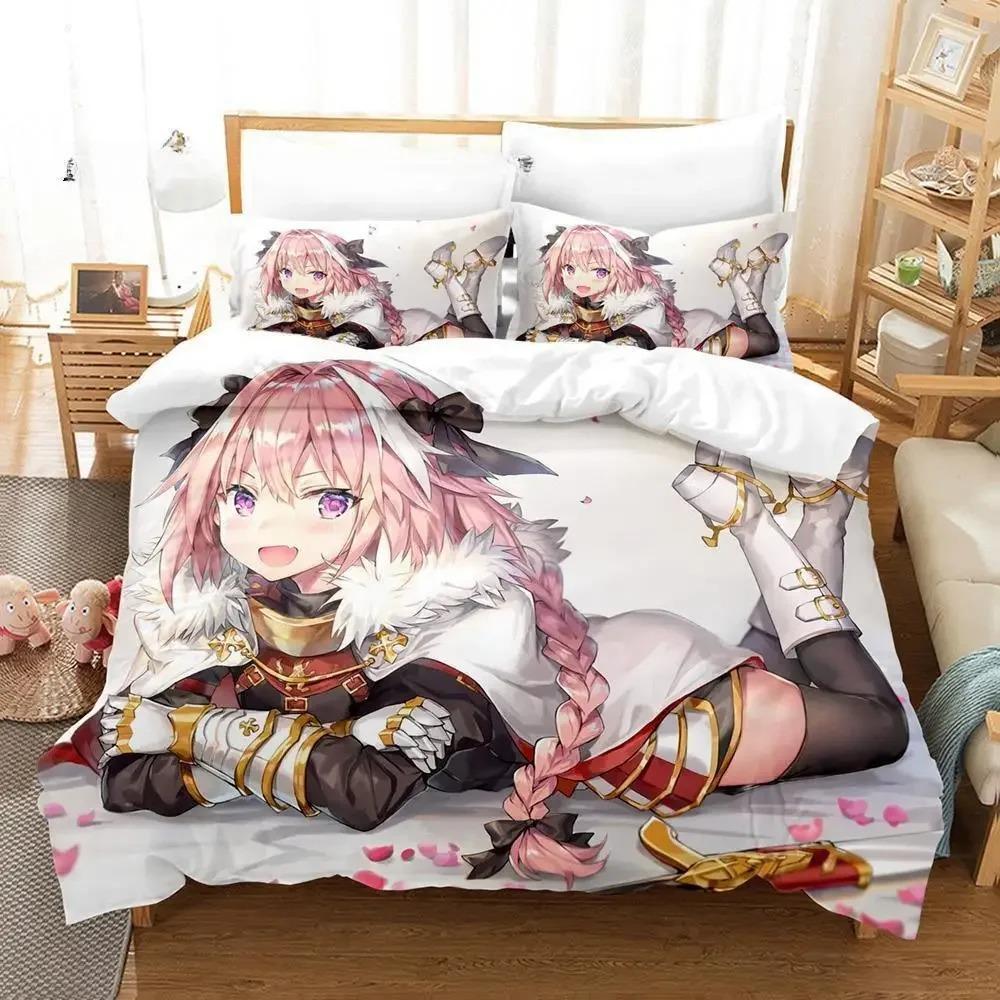 Fate  Astolfo Bedding Collection Single Twin Full Queen King Size Bed Collection Aldult Kid Bedroom Duvetcover Collections 3D Anime With Bed Linen