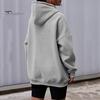 Women Fall Winter Hoodie Thick Hooded Long Sleeves with Big Pocket Plus Size Mid Length Solid Color Loose Elastic Cuffs Drawstring Sport Top