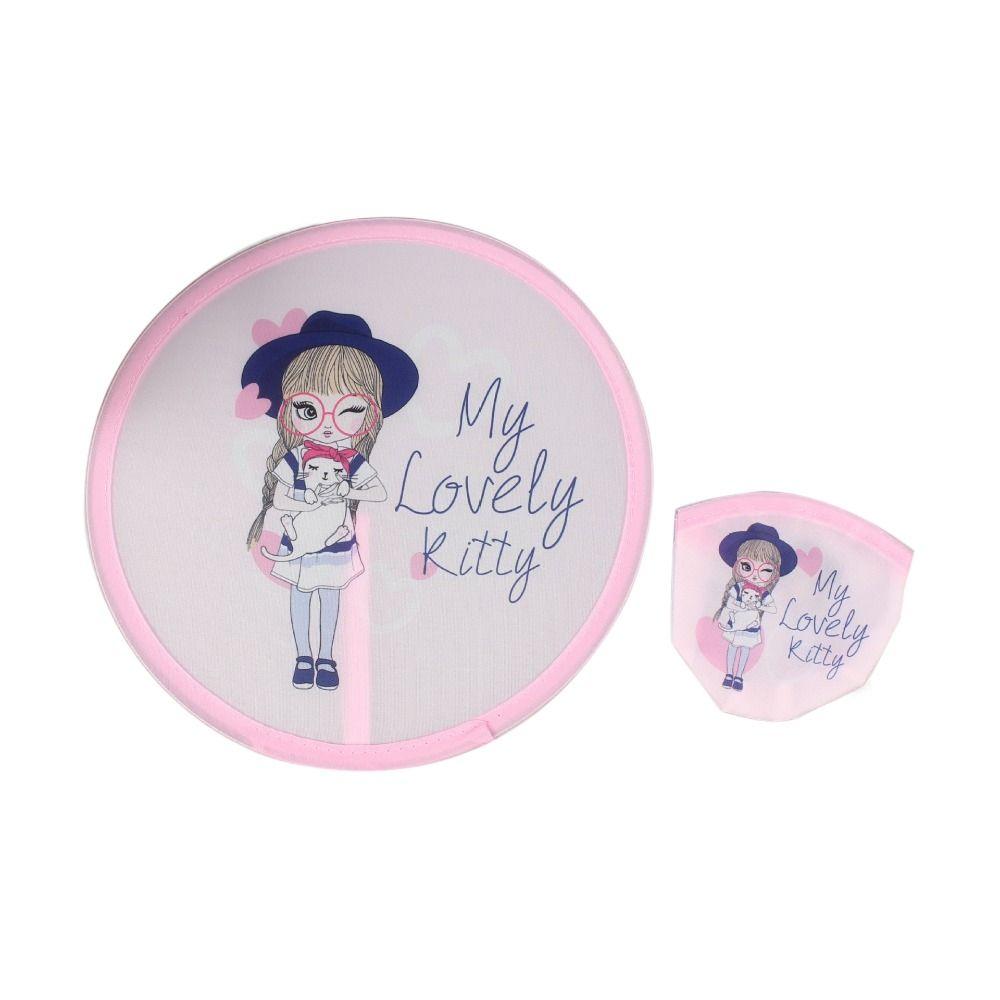 Round Folding Fans Cartoon Hand Fan Circular Fan Pocket Fan  For Beach Lawn