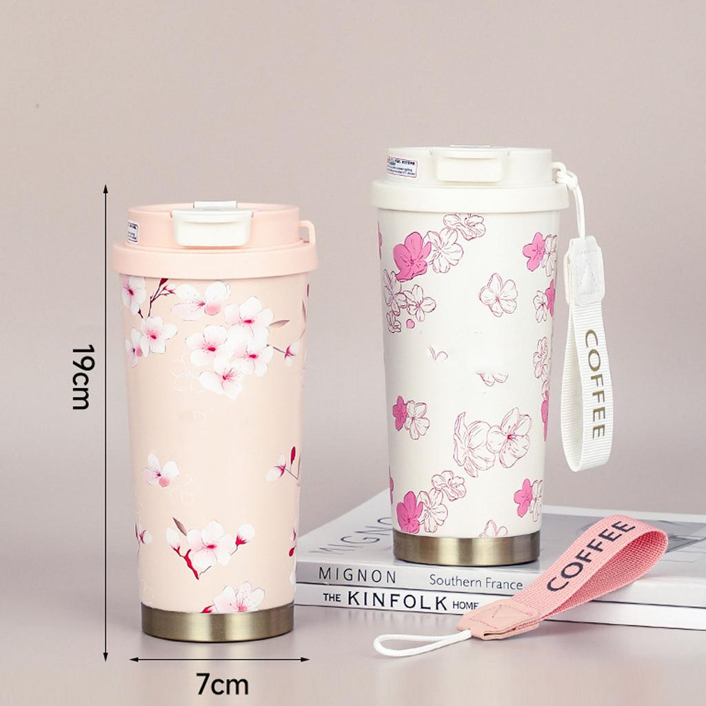 Lily of the Valley 16.9 oz 500ml Stainless Steel Insulated Tumbler with Coffee  Water Dual-Drink Design Premium Printed Travel Mug for Women Leak