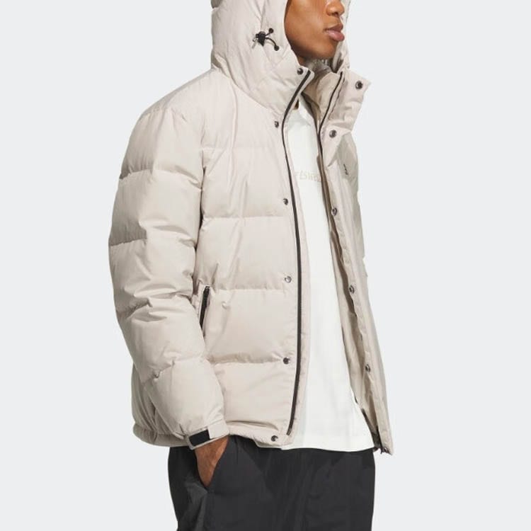 adidas Мужские пуховики кремовые с капюшоном умеренной толщины другие IW0780