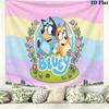 Bluey Cartoon Wall Tapestry Aesthetic Wall Hanging Printed Fabric Blanket Decorative Tapestries for Bedroom Living Room Home Decor