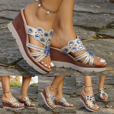 Дизайнерские новые сексуальные модные женские сандалии 2024 года, женские повседневные сандалии на высоком каблуке с наклоном, модные сандалии с кристаллами и бриллиантами Zapatos De Mujer