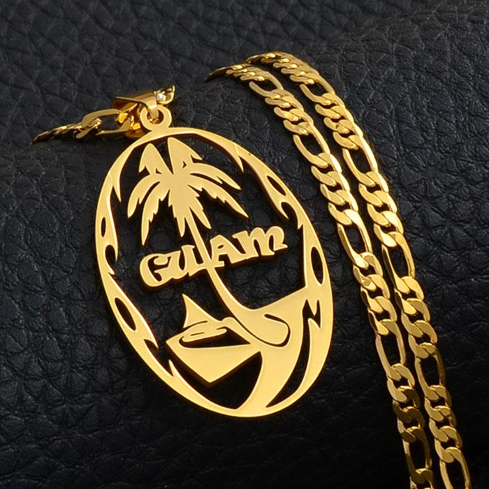 Anniyo Guams Necklaces for Women Men Gold Color/Silver Color Guam Pendant Jewelry @137921