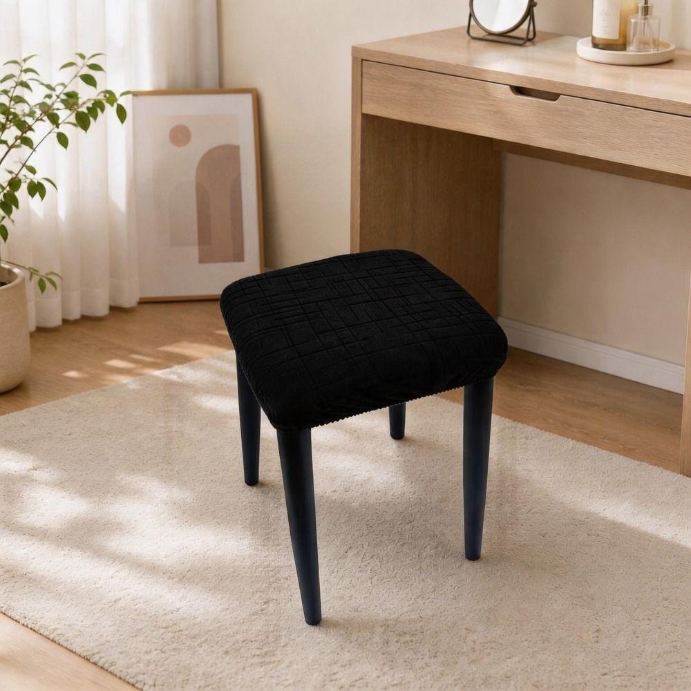Washable Chair Seat Cover Solid Color Stool Cover Universal Fiit Stool Case  for Square Chairs