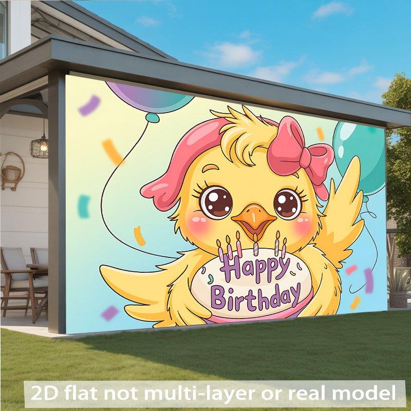 2D plane, cute little chicken birthday banner, indoor/outdoor party decoration, polyester fiber