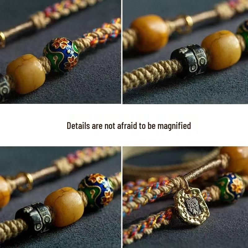 Тибетский крест Дзи Тханка Золотая подвеска Ожерелье Веревка