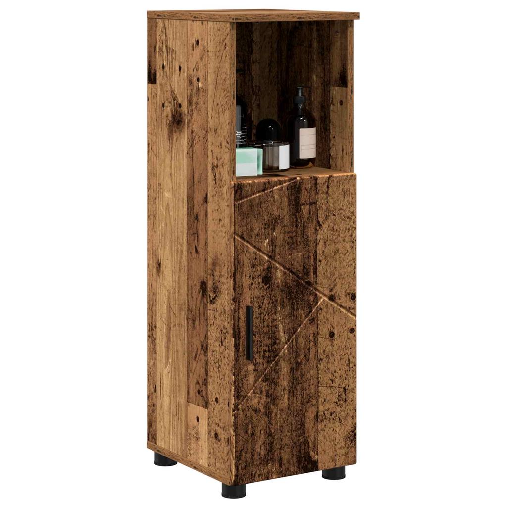 Bathroom Cabinet with Storage and Door Rustic Wood Finish 30 x 35 x 95 cm