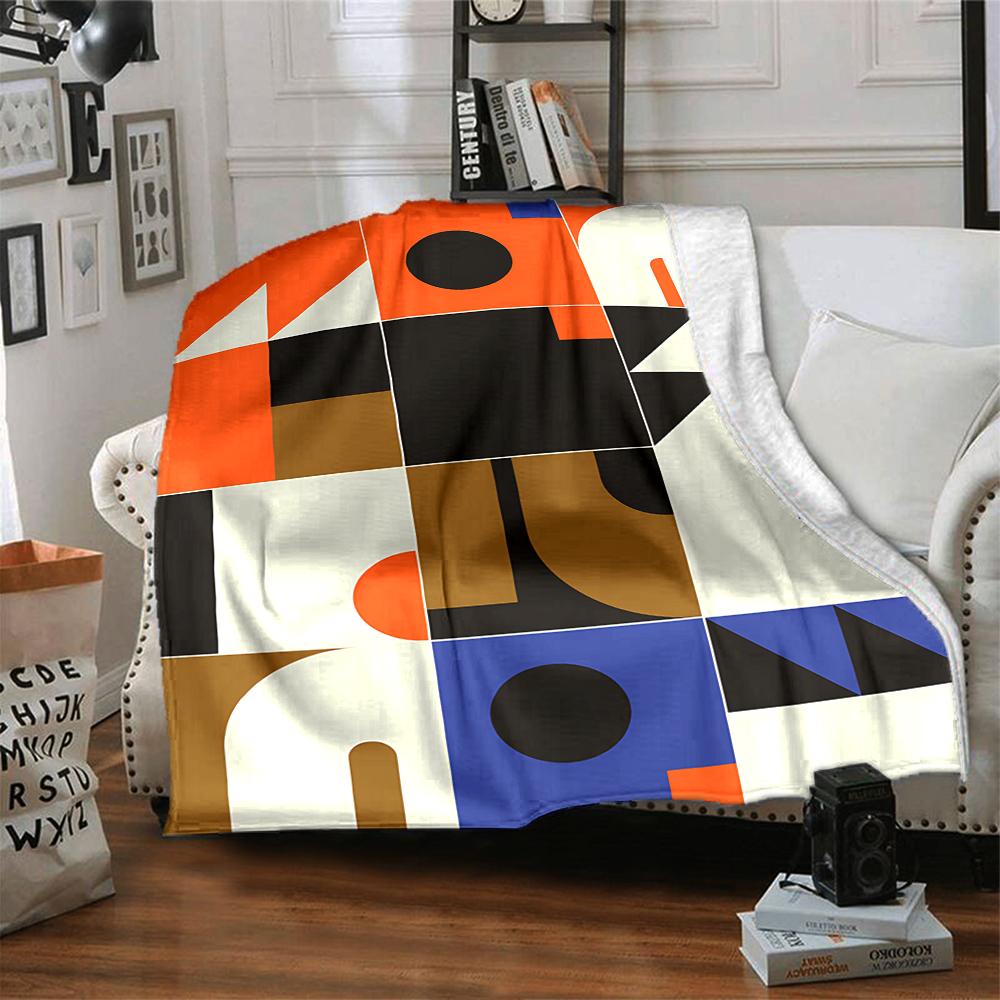 Abstract Geometric Shapes Blanket Soft Throw Blanket For Home Bedroom Bed Sofa Travel Office Solid Christmas Blanket