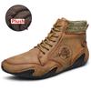 Мужская оригинальная обувь Зимние ботинки Кожа 2025 Зима Новые ботильоны Теплые плюшевые Повседневные хлопковые ботинки Модная обувь для ходьбы