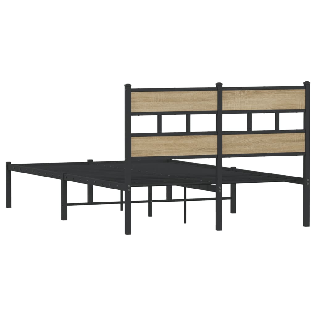 Metal Bed Frame without Mattress Sonoma Oak Finish 120 x 190 cm