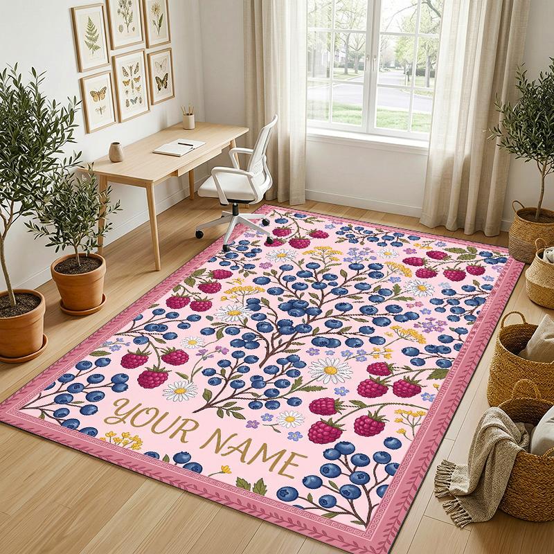 Rainbow Leopard Theme Soft Crystal Velvet Rug Custom Name & Text Print Non Slip Floor Rug for Bedroom Living Room