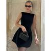 European and American One Piece Dress Women Black Sleeveless Backless Waist Hugging 2025 Summer Fashion Short Dress