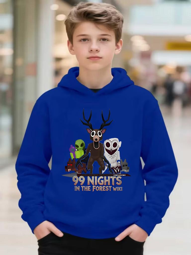 Game 99 Nights in The Forest Clothing Cartoon Deer Girls Boys Hooded Sweatshirt Children New Fashion Tops Girls Casual Outfits