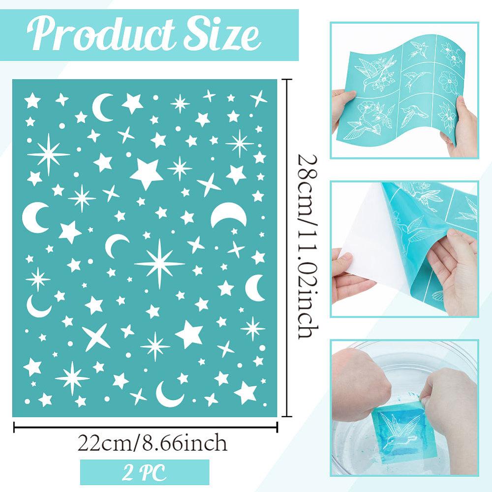 2pcs Self-Adhesive Silk Screen Printing Stencil for Painting on Wood DIY Decoration T-Shirt Fabric Star 220x280mm