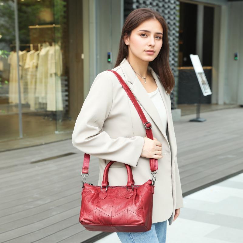 Genuine Leather Patchwork Ladies' Bag Commuter Bag Cowhide Single-shoulder Bag Versatile Handbag
