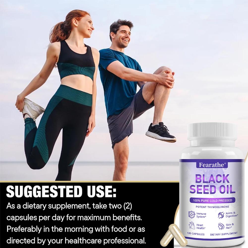 Black Seed Oil Capsules 1000mg Cold Pressed Nigella Sativa Oil, 120 Vegetarian Capsules