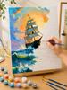 Painting by numbers with frame Pictures for painting Ship among the waves 40x50