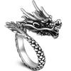 Genuine Sterling Silver S990Personalized Dragon Ring, Thai Silver Men and Women Retro Fashion Open Domineering Ring Jewelry Gift