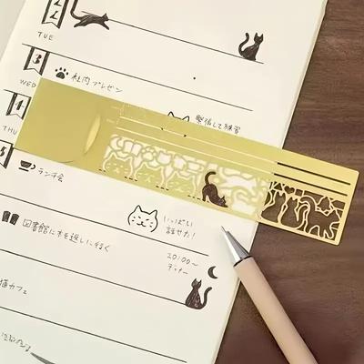 1 шт. Многофункциональный кошачий шаблон, ручной справочник, линейка, линейка, узор котенка, двусторонняя закладка и линейка