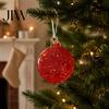 Outdoor Hanging Ornament for Garden Hand-Blown Glass Round Disc Ornament, Christmas Tree Decoration with Atmospheric Decor Patio Hemp Rope