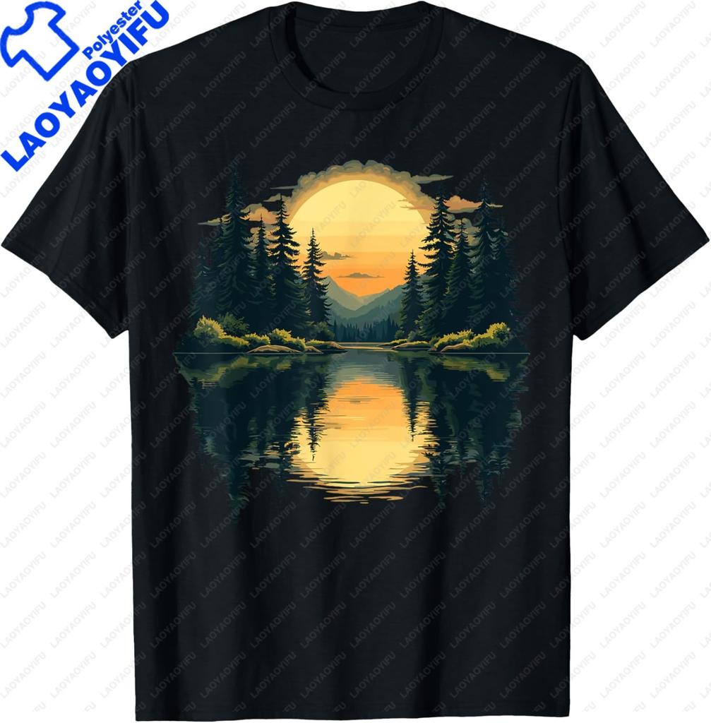 Trees Nature Mountains Adventure Outdoor Wildlife Forest T-Shirt Graphic T Shirts Print on Ded Camisas Streetwear