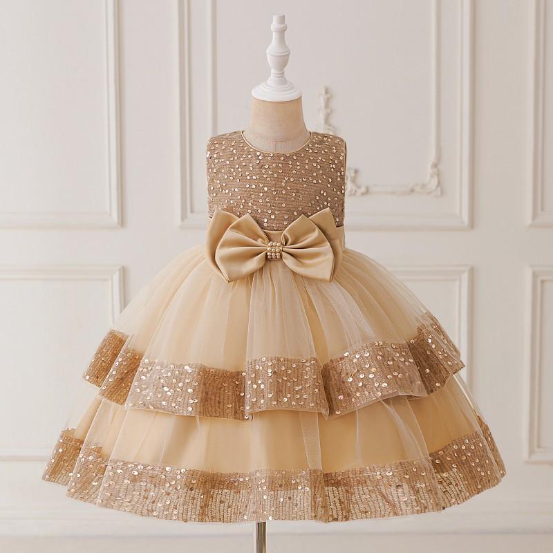 Girls Party Dress Sequined Tulle Princess Gown 4-8 Old Kids