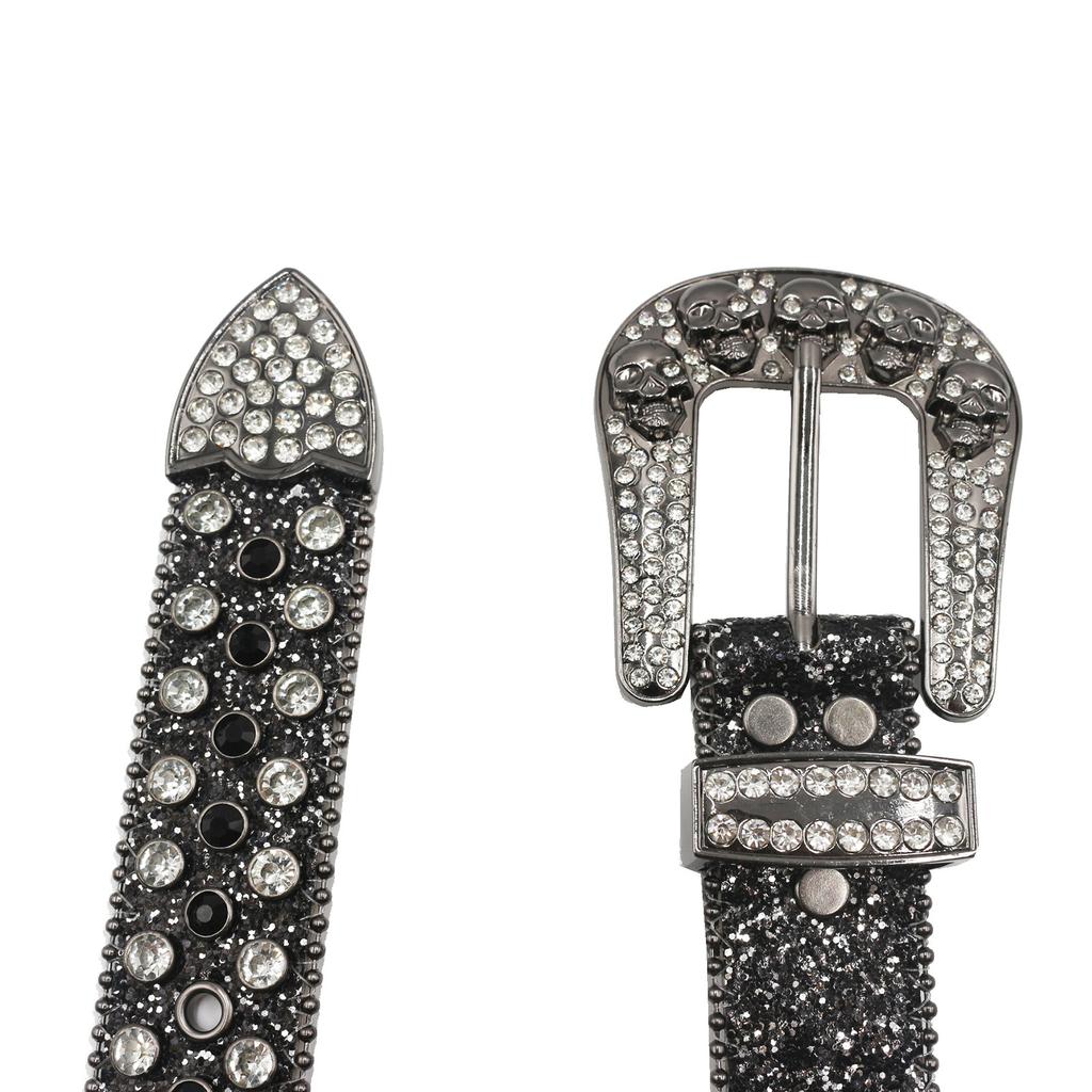 Европейский и американский ремень с инкрустацией стразами в виде темного черепа, высококачественная пряжка-штифт, полностью усыпанный бриллиантами и пайетками, хип-хоп украшение, ремень для ночного клуба, женский