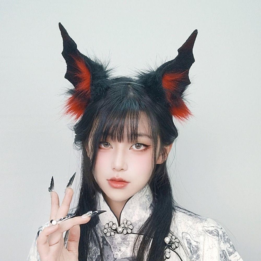 Black Demon Tail Prop Dark Gothic Cosplay Costume New Demon Horns Headband  Party