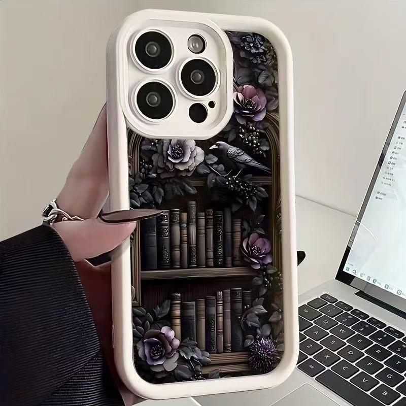 Retro Bookshelf Phone Case for Apple iPhone 14/15 Pro, 16 Pro, and 17 Pro Max