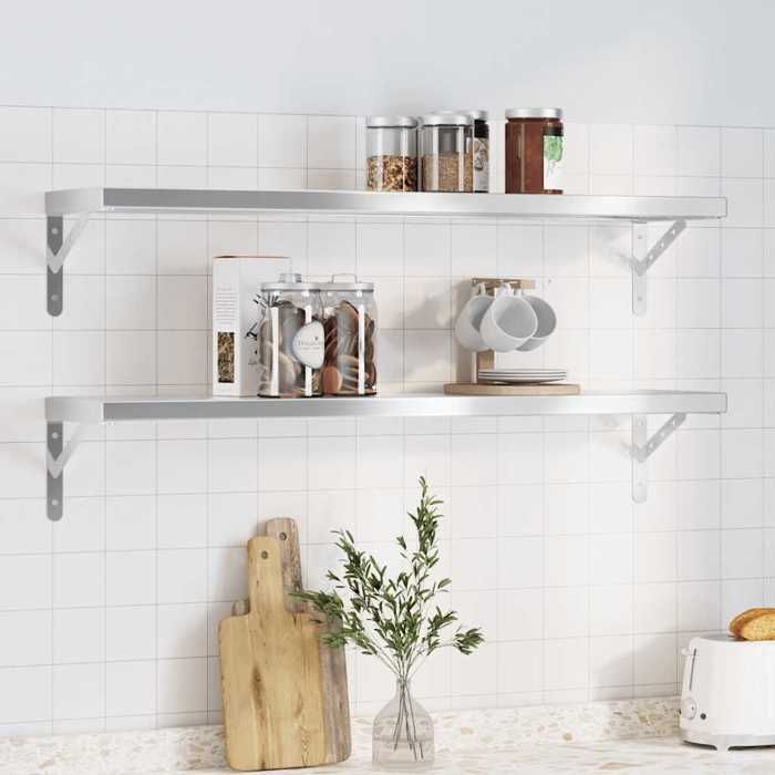 VidaXL Wall Shelves 2 Pcs 100x23.5 Cm Silver Stainless Steel, Floating Shelf, Wall Display Shelf, Panel 3214504