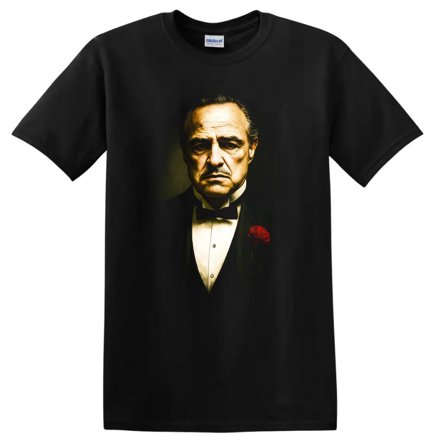 Don Vito Corleone T Shirt Mob Boss Portrait Tuxedo Rose Tee