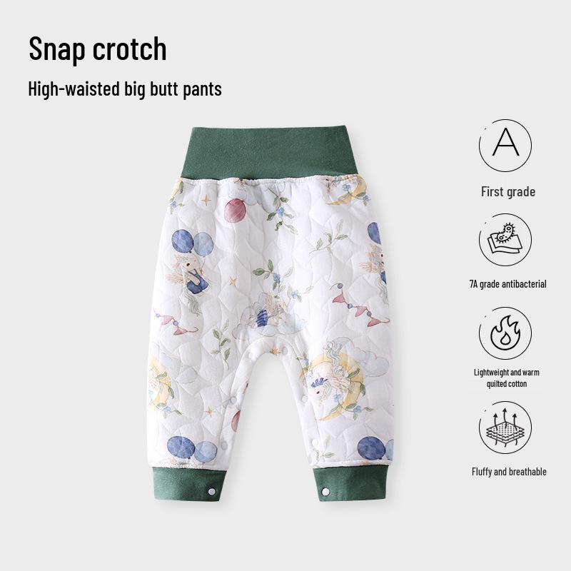 High Waist Cotton Blend Baby Warm Pants for Boys & Girls - Belly Protection Underwear for Spring, Autumn, Winter