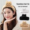 Cat Cartoon Velvet Scrunchie: Double-Sided Non-Slip Headband for Washing Face, Hairband for Sport, Face Mask Application, and Everyday Use.