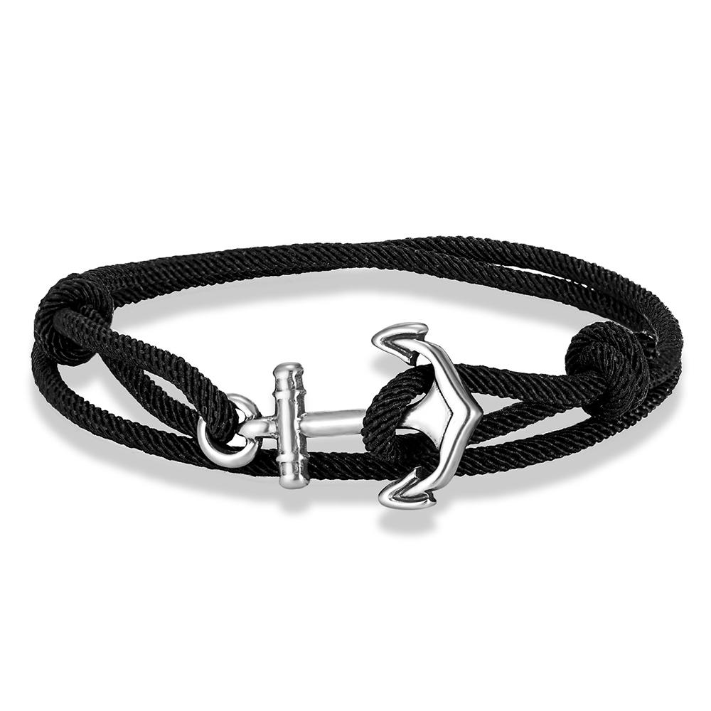 Nautical Men Anchor Bracelet Handmade Adjustable Surfering Rope Braslet Unfading 3mm Thin String Braclet Homme
