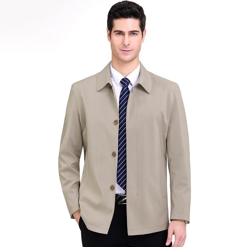 Однобортный мужской пиджак на пуговицах, весенне-осенний стиль, топы для мужчин среднего возраста, стиль «папа», свободный, большой размер, повседневная одежда без глажки