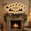 Reindeer Wall Decor Illuminated Wooden Christmas Sleigh And LED Light Set Pine Trees Village Set