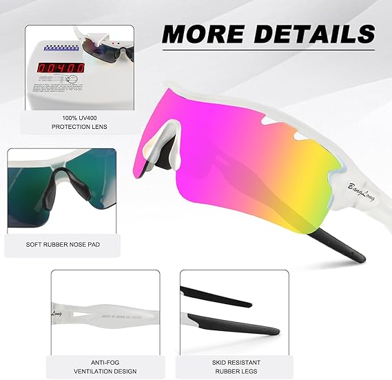Polarized sports sunglasses , 5 pairs of interchangeable lenses and a carrying case