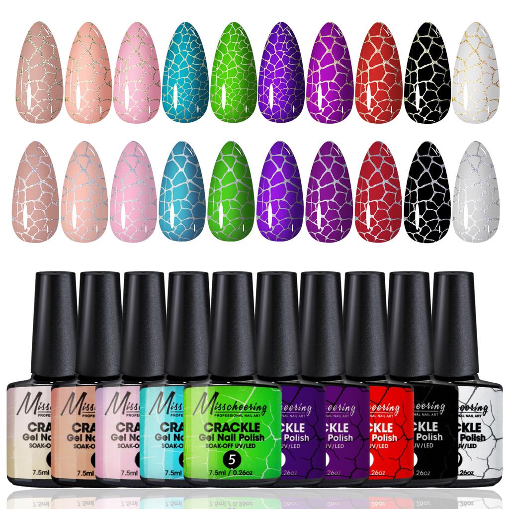Nail Art Crack Glue Cracked Marble Pattern Burst Change Uv Nail Polish Glue Set Nail Salon