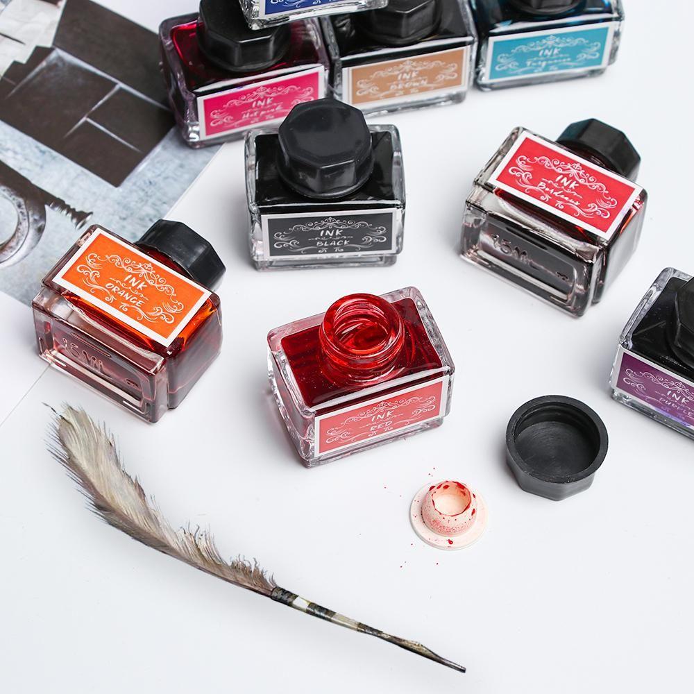 1pcs Handmade Writing School Supplies Non Carbon Painting Signature Pen Colored ink