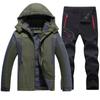 Уличный зимний костюм больших размеров с курткой и брюками для мужчин, утолщенный бархатный костюм для повышения ветро- и водонепроницаемости, альпинистский костюм
