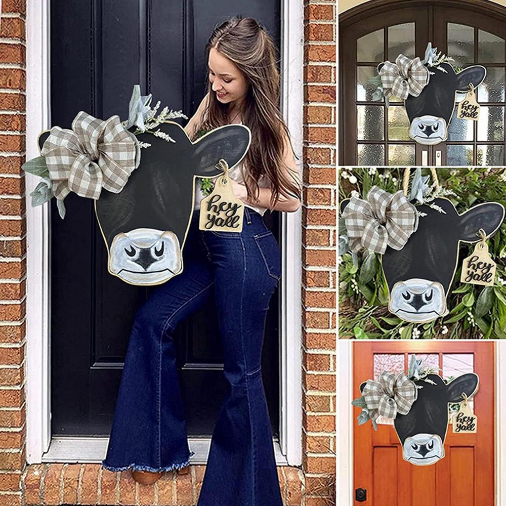 Знак «Голова коровы», вешалка для передней двери, деревенские деревянные подвесные знаки, украшения для крыльца, украшения для дома, кухни, в помещении, на открытом воздухе