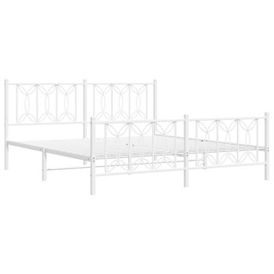 Metal Bed Frame with Headboard and Footboard White 183 X 213 Cm