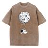 Floating Astronaut Printing Female Washed Short T-Shirt Fashion Casual Tshirt Street Hip Hop Tops Summer Loose Distress Clothes