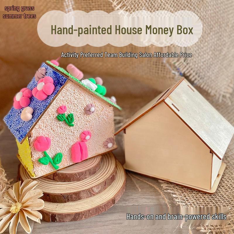 20 DIY Wooden House Piggy Bank Sets: Creative Handmade Gift for Kids, Ideal for Kindergarten Activities & Parent-Child Projects