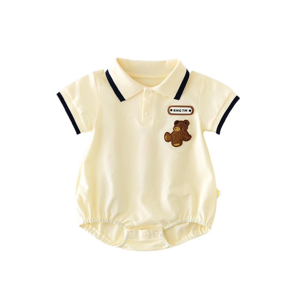 Baby Clothes Summer Jumpsuit Thin Boy Baby Lapel Leisure Fart Clothes Childrens Clothes for a Hundred Days.