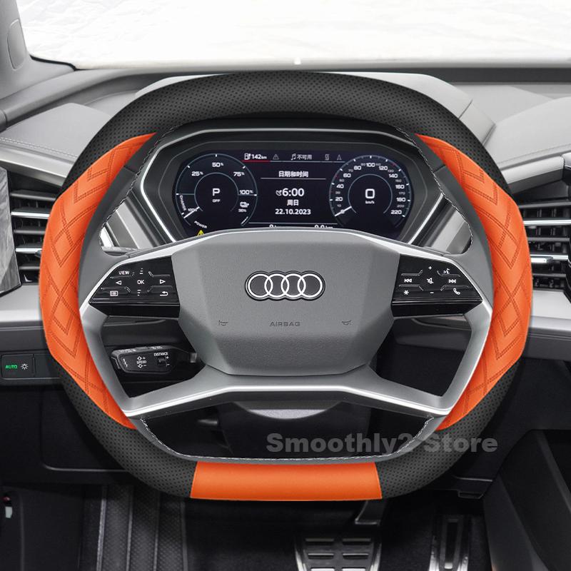 Leather Car Steering Wheel Cover For AQ2 Q6 e-tron Q4 e-tron S e-tron GT 2025 Auto interior AQ2 SQ5 Sportback Accessories