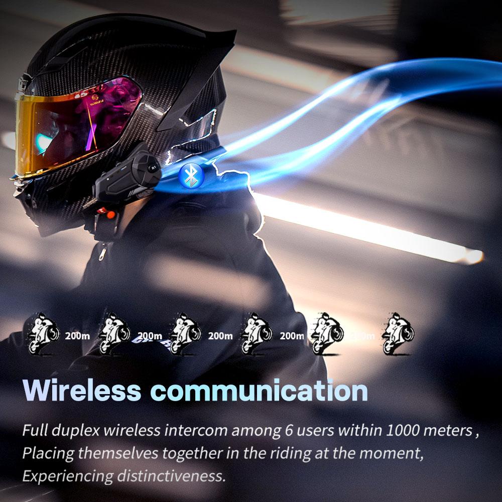 Водонепроницаемая Bluetooth-гарнитура-интерком для шлема, со встроенным Wi-Fi и видеорегистратором 2K для общения во время езды на мотоцикле